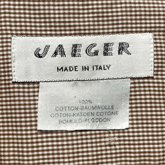 Womens Jaeger Brown and White Small Houndstooth Cotton Shirt - Picture 8 of 12